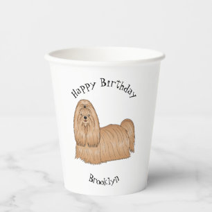 Vasos De Papel Shih tzu personalizado de pelo largo ilustracion