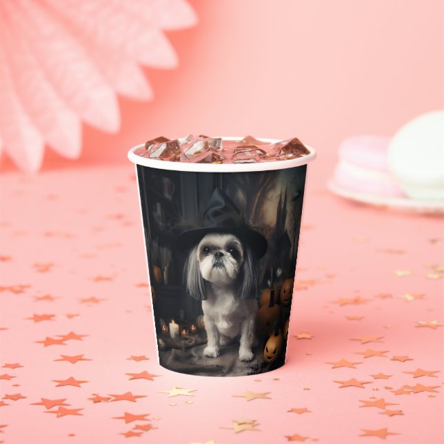 Vasos De Papel Shih Tzu Pumpkins Halloween Scary (in situ)