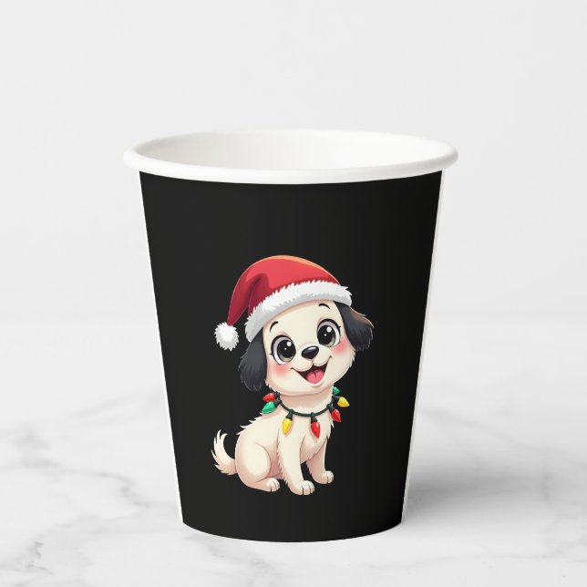 Vasos De Papel Shih Tzu Santa Christmas Tree Lights Xmas Dog Love (Anverso)