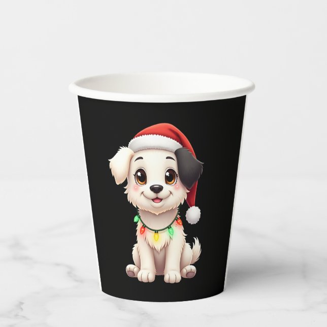 Vasos De Papel Shih Tzu Santa Christmas Tree Lights Xmas Dog Love (Anverso)