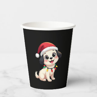 Vasos De Papel Shih Tzu Santa Christmas Tree Lights Xmas Dog Love