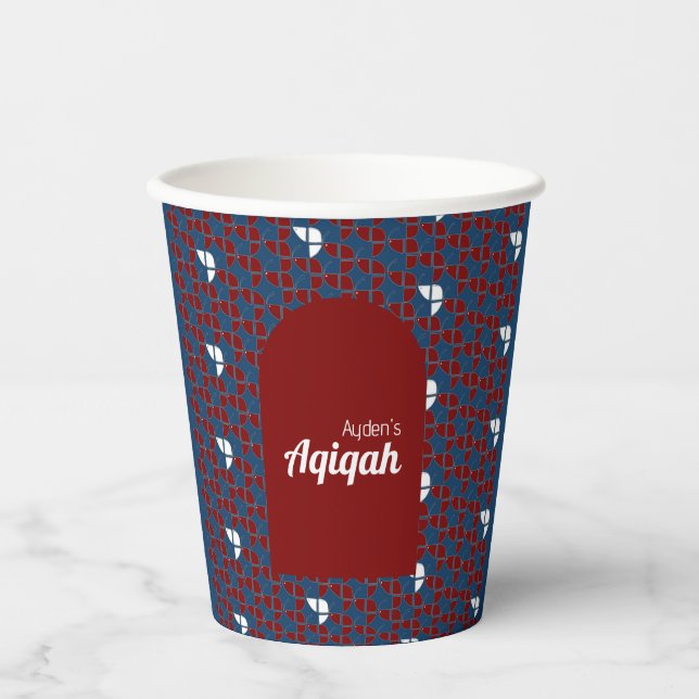 Vasos De Papel SHRIMPLEMENTE Baby Shower Aqiqah Azul Rojo (Anverso)