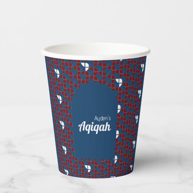 Vasos De Papel SHRIMPLY Blue Red Aqiqah Baby Shower (Anverso)