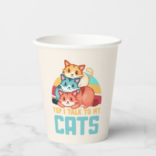 Vasos De Papel Sí, hablo con el diseño de un gato de trío adorabl