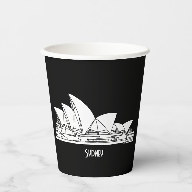 Vasos De Papel Sídney Opera House Australia dibujo souvenir (Anverso)