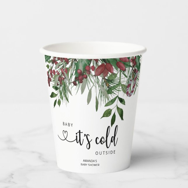 Vasos De Papel Siempre verde Bebé hace frío afuera (Anverso)