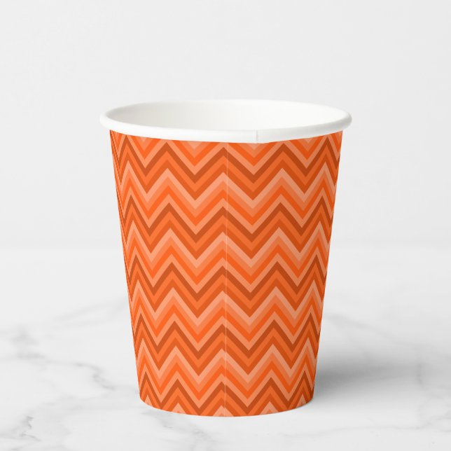 Vasos De Papel Siete sombras del Naranja Zig Zag (Derecha)