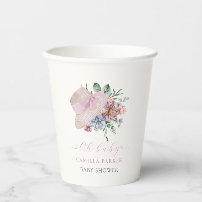 Vasos De Papel Signo de bienvenida de Baby Shower para el Gorra d (Anverso)