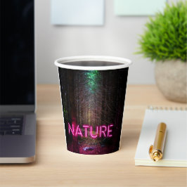 Vasos De Papel Signo de neón magenta de la naturaleza misteriosa