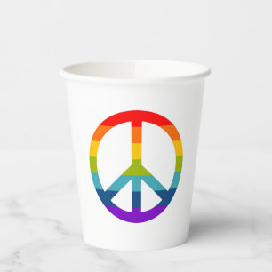 Vasos De Papel Signo de paz arcoiris
