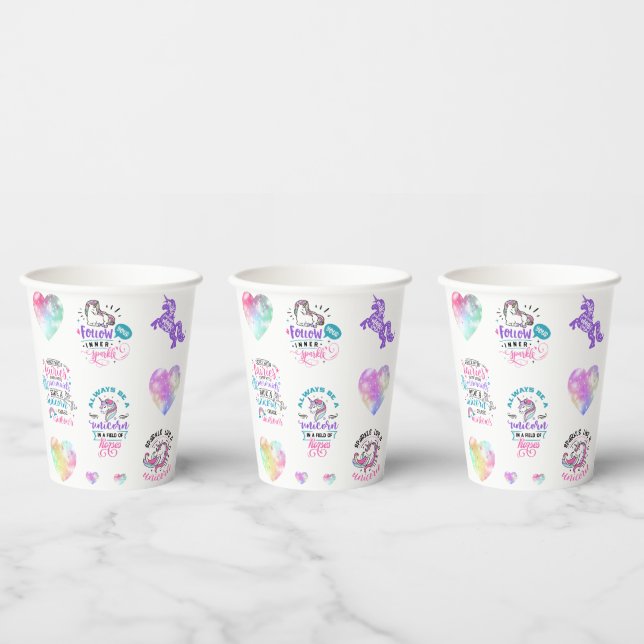 Vasos De Papel Sigue a tu unicornio de chispa interior (Multi)