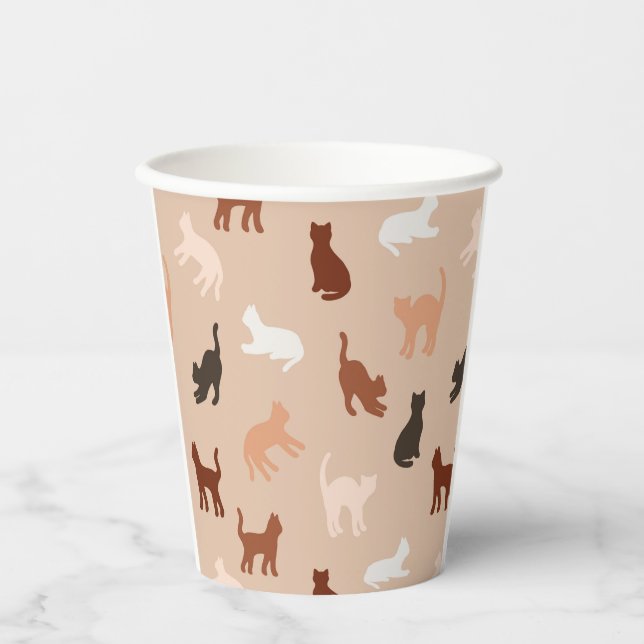 Vasos De Papel Silhouette de gato (Anverso)