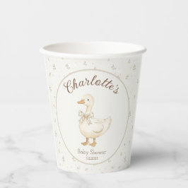 Vasos De Papel Silly Goose Beige Bow ducha de bebé