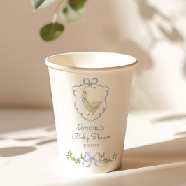 Vasos De Papel Silly Goose Blue Bow bebé ducha