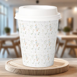 Vasos De Papel Silly Goose Blue Bow Floral Baby Shower