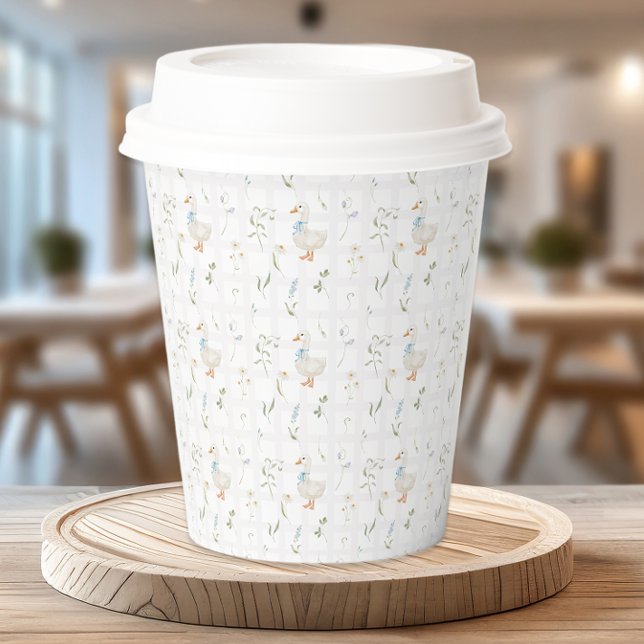 Vasos De Papel Silly Goose Blue Bow Floral Baby Shower (Subido por el creador)