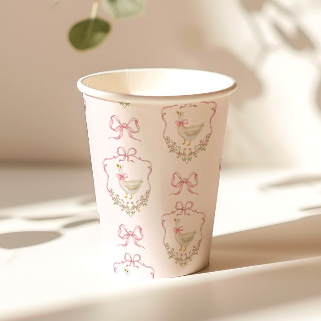 Vasos De Papel Silly Goose escudo Rosa Bow (Subido por el creador)