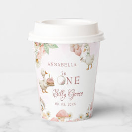 Vasos De Papel Silly Goose Flower Garden champiñón Primer cumplea