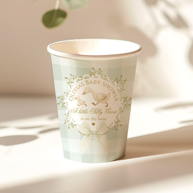 Vasos De Papel Silly Goose Gender neutral Sage Baby Shower (Subido por el creador)