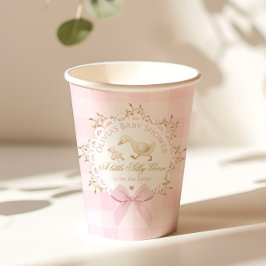 Vasos De Papel Silly Goose Pink Gingham Bow Baby Shower
