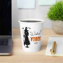 Vasos De Papel Silueta de bruja negra - "Solo con vibraciones mal