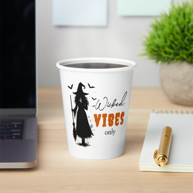 Vasos De Papel Silueta de bruja negra - "Solo con vibraciones mal (in situ)