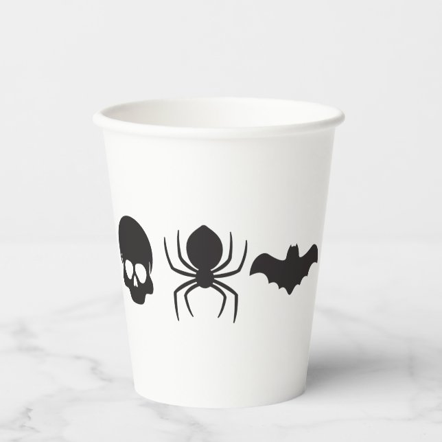Vasos De Papel Silueta espeluznante Halloween Mug - Calavera, Sp (Anverso)