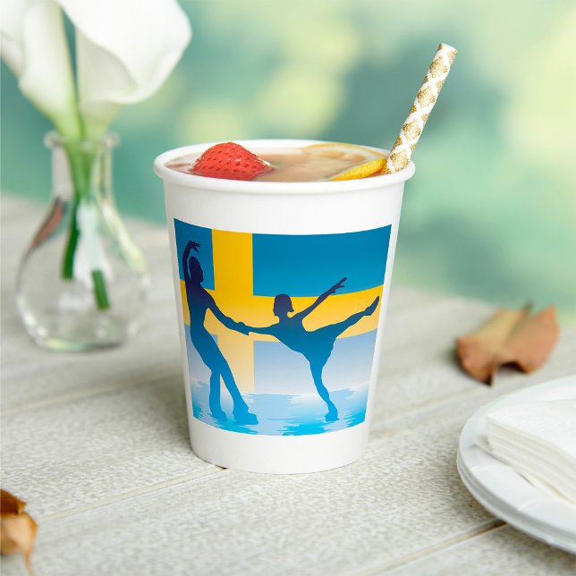 Vasos De Papel Silueta sueca de patinaje sobre hielo (Subido por el creador)