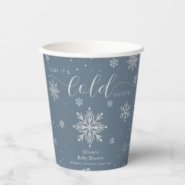 Vasos De Papel Silver Blue Magical Winter Snowflake Baby Shower 