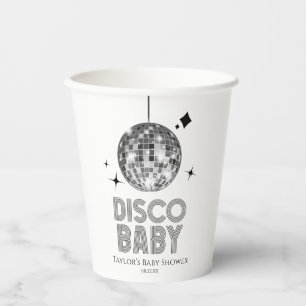 Vasos De Papel Silver Disco Ball 'Disco Baby' Baby Shower