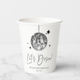 Vasos De Papel Silver Disco Ball Let's Disco Fiesta de cumpleaños