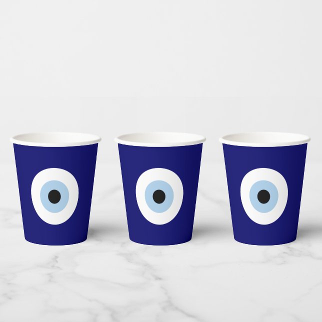 Vasos De Papel Símbolo azul malvado Ojo Buena suerte y protección (Multi)