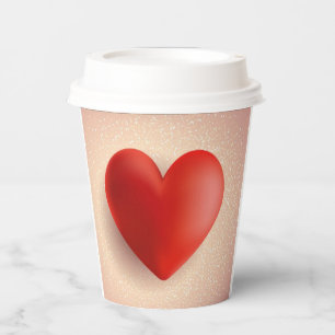 Vasos De Papel Símbolo de corazón 3D el día de San Valentín-88888
