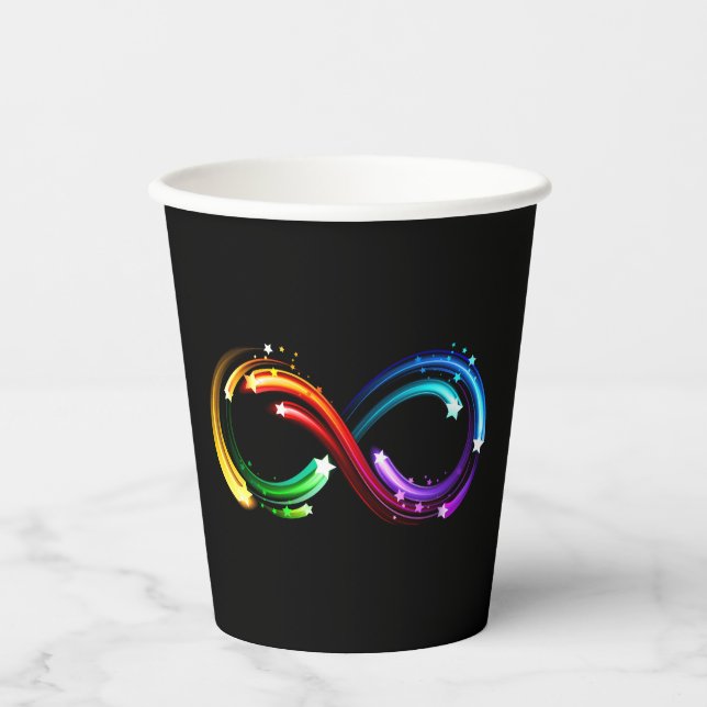 Vasos De Papel Símbolo de infinito de cometas de arcoíris (Anverso)