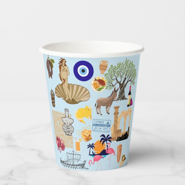 Vasos De Papel Símbolos de Chipre para los amantes de los viajes (Anverso)
