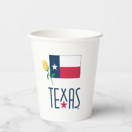Vasos De Papel Símbolos de Texas, Bandera de Texas y Rosa Amarill