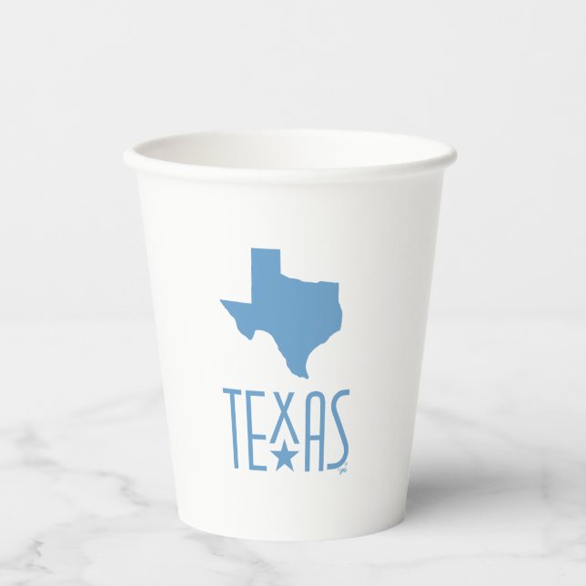 Vasos De Papel Símbolos de Texas, estado de Texas, azul (Anverso)