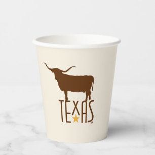 Vasos De Papel Símbolos de Texas, Longhorn, marrón