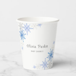 Vasos De Papel Simple acuarela Snowflakes Winter Baby Shower