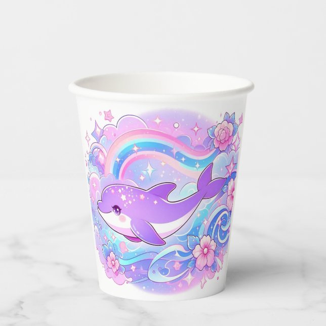 Vasos De Papel Simple Adorable Dolphin Baby Shower (Anverso)