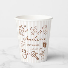Vasos De Papel Simple Baby Is Brewing Doodle Coffee Baby Shower