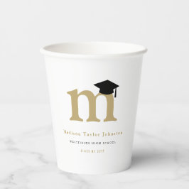 Vasos De Papel Simple clásico Monograma moderno fiesta de graduac