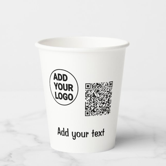 Vasos De Papel Simple código qr minimal agregar logo escanear nom (Anverso)