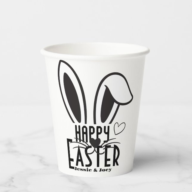 Vasos De Papel simple conejito de Pascua simple lindo personaliza (Anverso)
