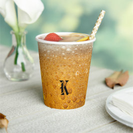 Vasos De Papel Simple Gold Beer Monogram Christmas party