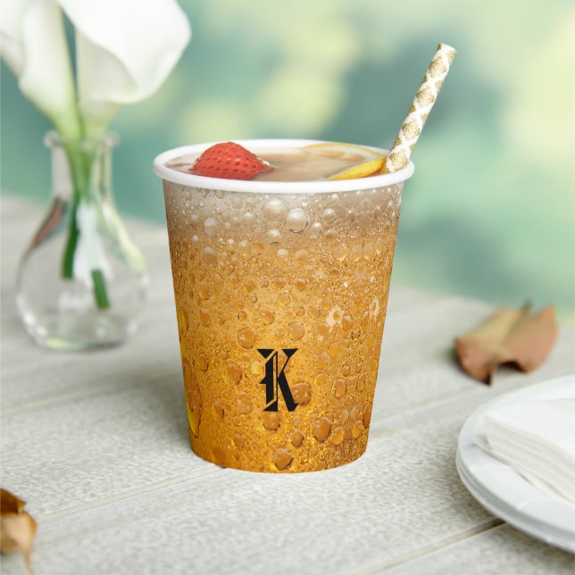 Vasos De Papel Simple Gold Beer Monogram Christmas party (in situ)