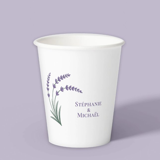 Vasos De Papel Simple Lavender Wedding (Simple Lavender Wedding Paper Cups)