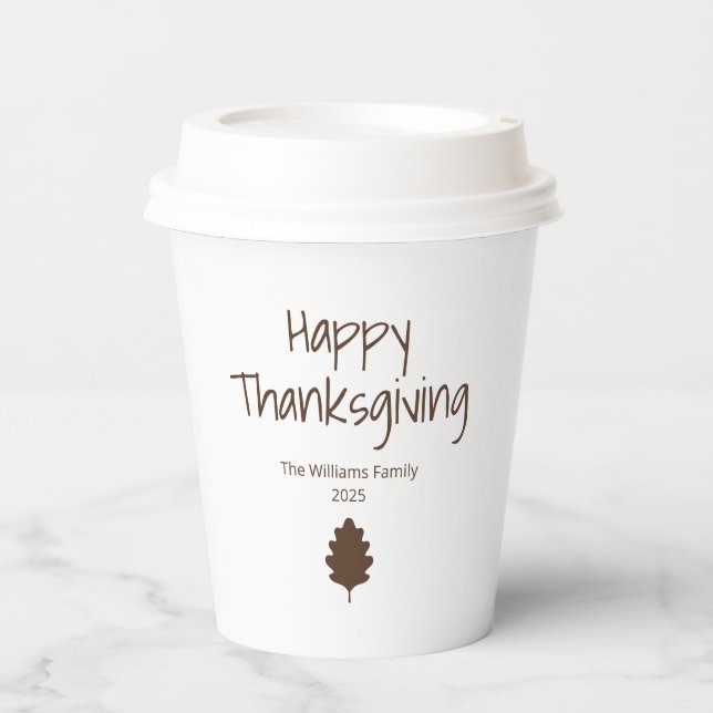 Vasos De Papel Simple Leaf Modern Family Thanksgiving Dinner (Anverso)