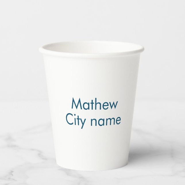 Vasos De Papel simple letra inicial monograma añada su nombre (Anverso)