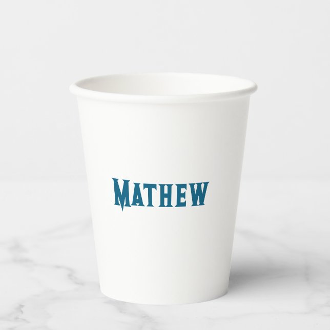 Vasos De Papel simple letra inicial monograma añada su nombre (Anverso)